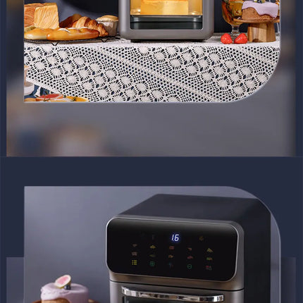Electric Hot Air Fryer, 12L Large Capacity, 90% Less Oil, Convection Oven Deep Fryer, 360°Baking Viewable Window, Home Appliance