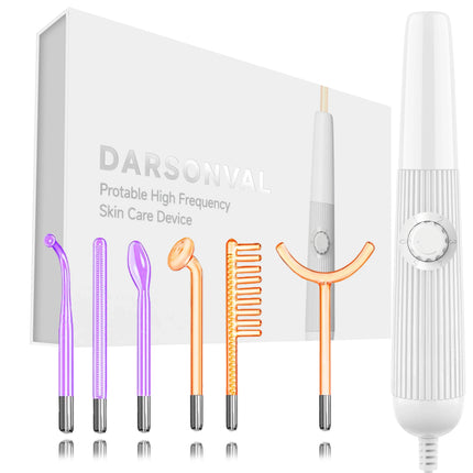 Darsonval New High Frequency Facial Machine Skin Therapy With 6 Neon & Argon Wands Remove Wrinkles Acne Facial Therapy Wand