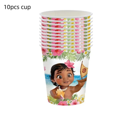 Moana 2 Party Decoration Disposable Tableware Set Paper Cups Plates Tablecloth Banner Balloon Cake Topper Gift Bag Baby Shower