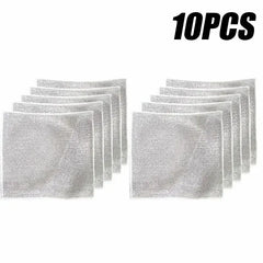 6/10pcs Cleaning products Dishcloth Silver Wire Cleaning Kitchen Cloth Thickened Microfiber Wash Towel Built-in Sponge Ball Rag