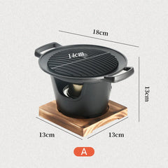 Mini BBQ Alcohol Stove Barbecue Grill Japanese One Person Cooking Oven Detachable Outdoor BBQ Plate Roasting Meat Tools
