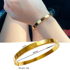 Classic Design Stainless Steel Rose Gold Color Smooth Metal Bracelet for Women's Non Fading Jewelry Trendy Explosive Accessories