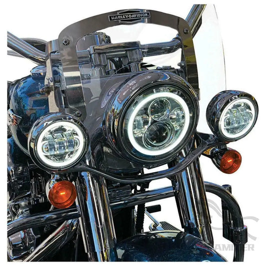 7 inch Moto LED Headlight For Harley Bike With 4-1/2"4.5" LED Passing Lamps Fog Lights 7"Bracket Mounting Ring Motorcycle