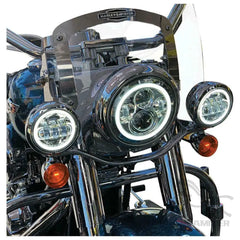 7 inch Moto LED Headlight For Harley Bike With 4-1/2"4.5" LED Passing Lamps Fog Lights 7"Bracket Mounting Ring Motorcycle