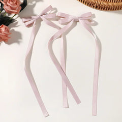 2pcs 2024 New Cute Ribbon Bow Headband Long Tassel Hair Clip Women's Hair Accessories Girls Party Headwear Side Clips Wholesale