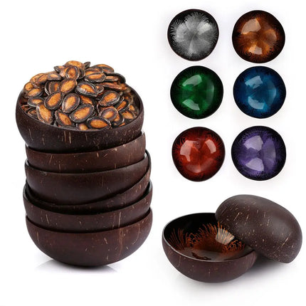 Natural Coconut Shell Bowl Dishes Handmade Kitchen Key Candy Nut Storage Bowl Paint Mosaic Craft Home Decor