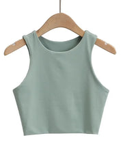 2023 Summer Fashion Women Sexy Slim Tops O-neck Sleeveless Double Nylon Ladies Good Quality Tank Tops 6 Colors