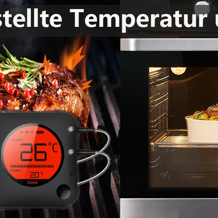 Wireless Bluetooth Meat Thermometer Digital BBQ Kitchen Thermometer Support 6 Probe for Smoker Cooking Grill Oven Candy