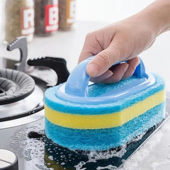 Cleaning Brush with Handle Kitchen Sponge Wipe Thickening Bathroom Tile Cleaning Sponge Household Stain Removal Clean Tools