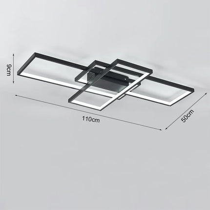 KOMORE Neutral Style Rectangular LED Semi Flush Ceiling Light, Cool White / Stepless Dimming for Office, Living Room