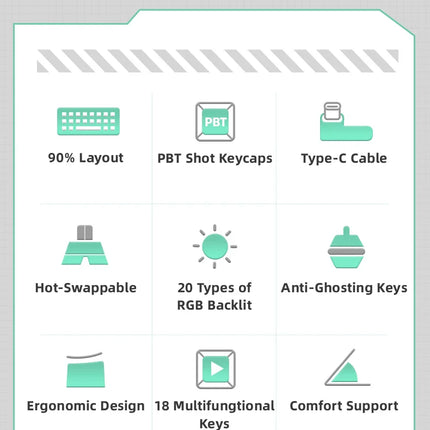Machenike K500 Mechanical Keyboard Gaming Keyboard Wired Keyboard Hot Swappable 94 Keys RGB Light Mac Windows
