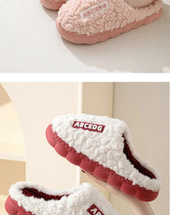 Eyriphy New Fashion Cotton Slippers For Women Winter Warm House Shoes Curly Faux Cotton Bedroom Slides Non-Slips Comfort Slipper