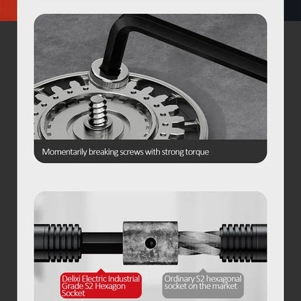 DELIXI ELECTRIC Allen Key Set，Allen Hex WrenchScrewdriverBox-packed Set，SleevUniversal Torque Long Metric,for VehicleMaintenance