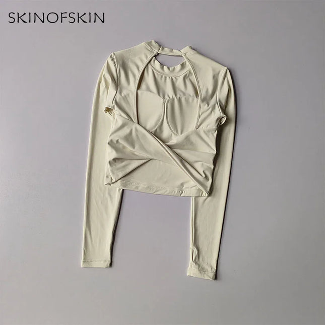 Sexy Back Sports Top for Women Autumn and Winter New Style Big Backless Yoga Suit Spicy Girl Long Sleeved Fitness T-shirt