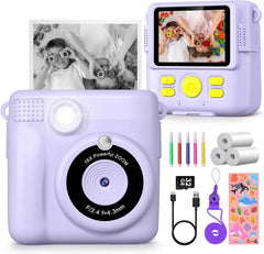 Kids Digital Camera 2.4" 1080P HD Video Camera Portable Instant Print Camera with 32GB Card, Birthday Gift for Boys Girls 3-12