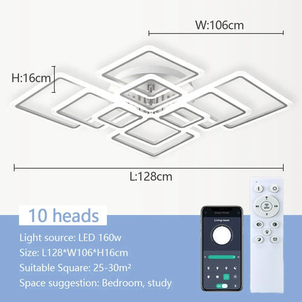 Modern LED Ceiling Light Dimmable Ceiling Lamp Fixture  Acrylic Flush Mount Ceiling Chandelier Lighting for Living Room Home