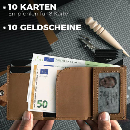 YATBEST Men's Leather Wallet With Coin Pocket AirTag Positioning Card Clip RFID Anti Magnetic Anti-Theft Card Swiping Bag