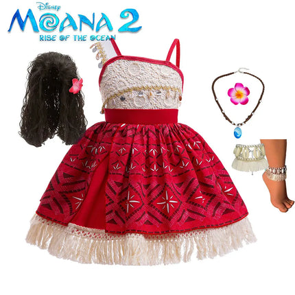 Cute Moana 2 Princess Dress Hollow out Boice Girls Disneyland Trip Vaiana Cosplay Costume Toddler Carnival Birthday Party Frock