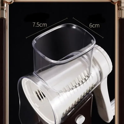 Rotary Cheese Grater Shredder Round Mandolin Slicer with Handle and 5 Drum Blades Kitchen Manual Vegetable Slicer Nuts Grinder