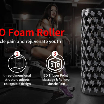 Folding Yoga Column Adjustable Pilates Foam Roller Portable Fitness Equipment Leg Back Muscle Massage and Relaxation
