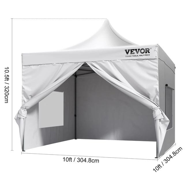 VEVOR 10x10 FT Pop up Canopy with Removable Sidewalls Portable Gazebo & Wheeled Bag  UV Resistant Waterproof Tent for Patio