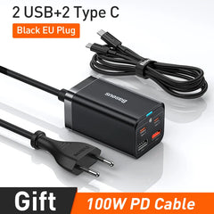Baseus GaN3 100/ 65W Desktop Charger Quick Charge QC 3.04.0 USB C Type C Phone Charger For iPhone15 Huawei Xiaomi MacBook Laptop