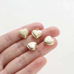 4pcs/lot 14K 18K Gold Plated Heart Charm with Jump Ring Necklace Making Supplies Solid Love Pendant For DIY Jewelry Accessories