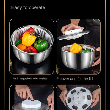 Stainless steel Vegetable Dehydrator Electric Cleanse Dryer Strainer Fruit and Vegetable Dry Wet Separation Dehydrator Kitchen