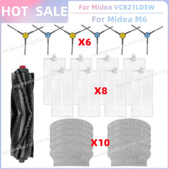 Fit For Midea VCR21LDSW / Midea M6 / Eureka NER600 Robot Vacuum Parts Main Roller Side Brush Hepa Filter Mop Cloth Accessories