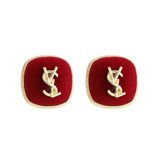 925Silver Needle Redflannelette Earrings Autumn/Winter New High-End Feel Earring Fashionable Light Luxury Ear Decoration Wholesa