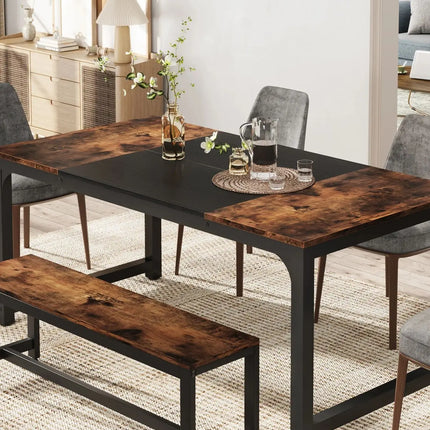 Tribesigns 63"x31.5" Dining Table, Industrial Kitchen Table for 6-8 Person, Rectangular Dinner Table for Dining Room Kitchen