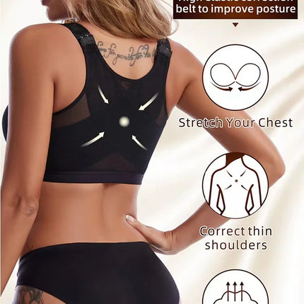 Front Closure Posture Corrector Lift Up Bra Women Push Up Cross Back Underwear Shockproof Sports Support Fitness Vest Bras S-5XL