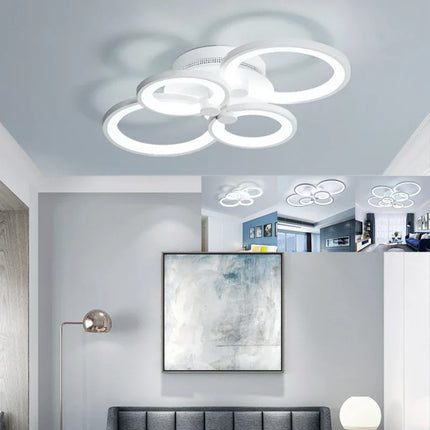 KOMORE Modern Circular LED Semi Flush Ceiling Light, 54 W/94W/142W Cool White for Nordic Decor for Office, Living Room, Bedroom