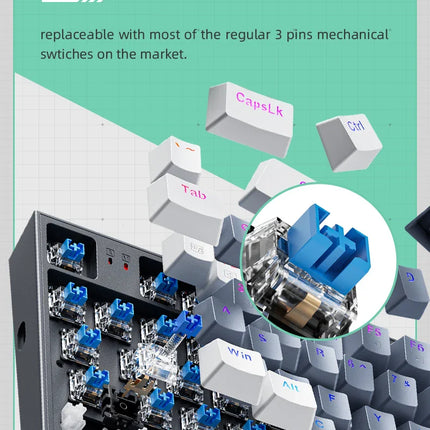 Machenike K500 Mechanical Keyboard Gaming Keyboard Wired Keyboard Hot Swappable 94 Keys RGB Light Mac Windows