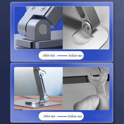 Aluminum Tablet Stand Desk Riser 360° Rotation Multi-Angle Height Adjustable Foldable Mount Dock For Pro iPad Xiaomi Huawei Tab