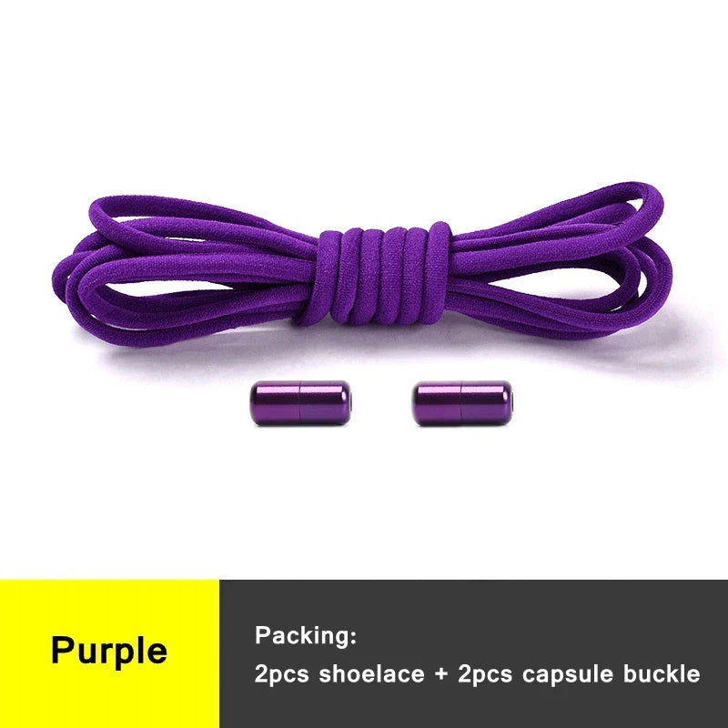 21 Colors No Tie Shoelaces Round Color Metal Lock Elastic Shoelace General For Children And Adults Sneakers Lazy Laces Unisex