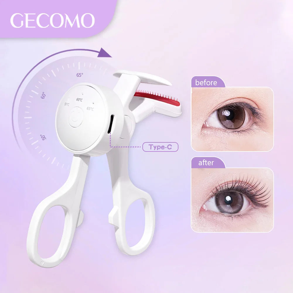 GECOMO Frameless Heated Eyelash Curler Intelligent Temperature Control Rechargeable Eyelash Long-lasting Curling Device