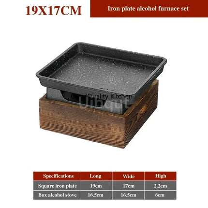 Dining room single and double tableware Cast iron barbecue plate Square alcohol oven baking tray Korean style barbecue stove set