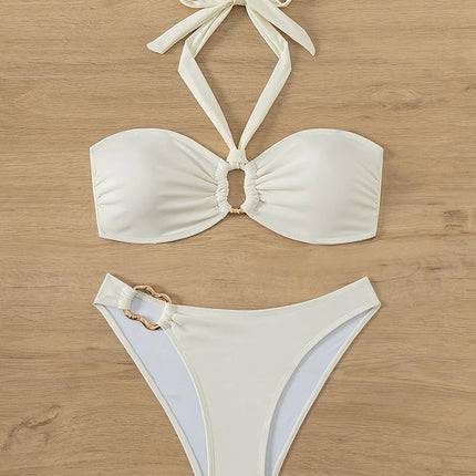 "2025 Sexy Bandeau Push-Up Bikini Set - Brazilian Thong Swimwear for Women"