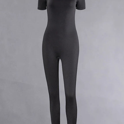 Women's Rompers Short Sleeve Solid Skinny Bodycon Jumpsuits Fashion Sports Fitness Casual Activity Streetwear Overalls