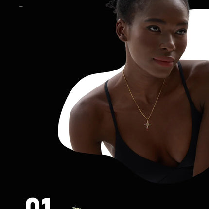 Yhpup Delicate Colorful Bling Cubic Zirconia Cross Pendant Stainless Steel Luxury Necklace High-Grade Fashion Shiny Jewelry Gift