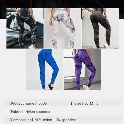 Women Seamless Tie Dye Yoga Leggings High Waist Fitness Sexy Fashion Leggings Exercise Running Lifting Buttocks Cycling Leggings