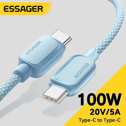 Essager 100W USB Type C To USB C Cable 5A PD Fast Charging Cable Type C Wire For Xiaomi Samsung Huawei Oppo Oneplus Macbook iPad