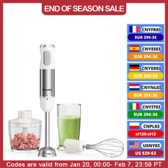 BioloMix 1000W 4-in-1 Immersion Hand Stick Blender Mixer Vegetable Meat Grinder 500ml Chopper Whisk 600ml Smoothie Cup