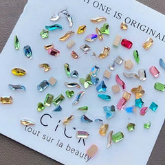 300/100pcs Mini Nail Art Rhinestones Crystal Acrylic Flatback Diamonds Mixed Shape Sparkle DIY Nail Luxury Manicure Accessories