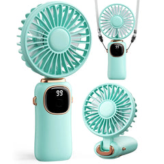 coldsky Portable Handheld Fan 4000mAh Battery Operated Fan 5 Speed with LED Display Handheld/Neck/Desk 3 in 1 Personal Small Fan
