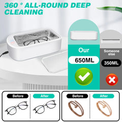650ML Ultrasonic Cleaning Machine High Frequency Vibration Cleaner Washing Tool Portable Watch Jewelry Glasses Braces Cleaner