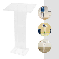 Acrylic Podium Floor Standing Clear Lecterns W/ Storage Shelf School Stand Desk Church Pulpit Office Lecture Table 43in H