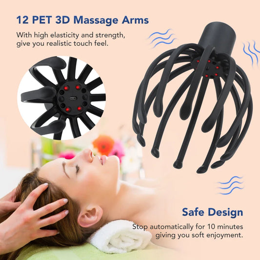 Electric Scalp Massager - Octopus Claw Head Massager for Stress Relief Headache Vibration