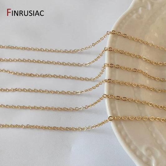 DIY Jewelry Making Chain 9 Types 14K Gold Plated Brass Metal Round Link Cable Chains For Needlework Diy Jewelry Accessories